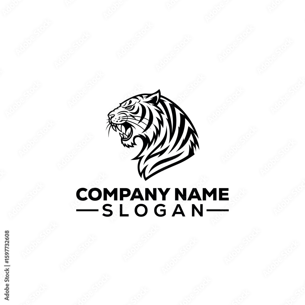 Fototapeta premium Roaring Tiger Head with Crown Logo