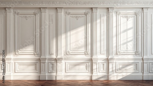 Elegant wall paneling in a sunlit room