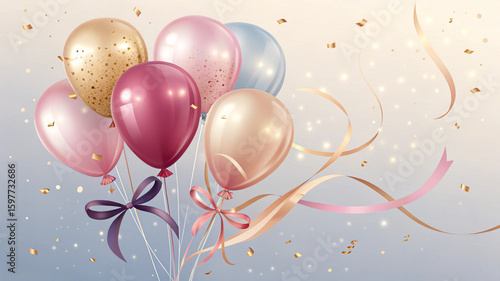 happy birthday decore with balloons