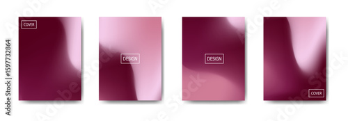 set of abstract background with beautiful gradation color, colorful background for poster flyer banner backdrop.vertical banner.Modern abstract cover designs in a gradient burgundy and pink palette.