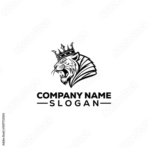 Roaring Tiger Head with Crown Logo