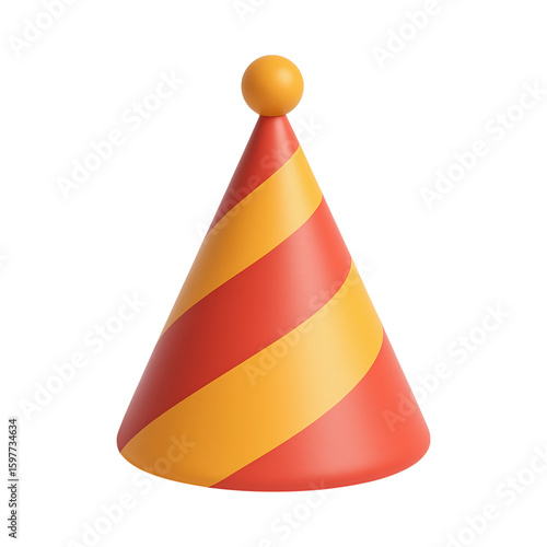 Colorful party cone hat with vibrant stripes, perfect for celebrations and festive occasions