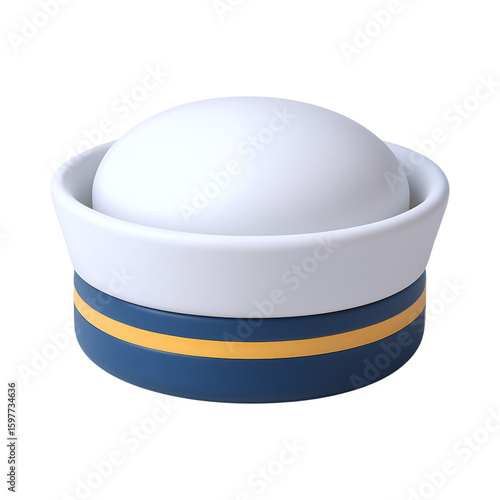 Sailor cap icon with simple design, featuring white dome and blue band