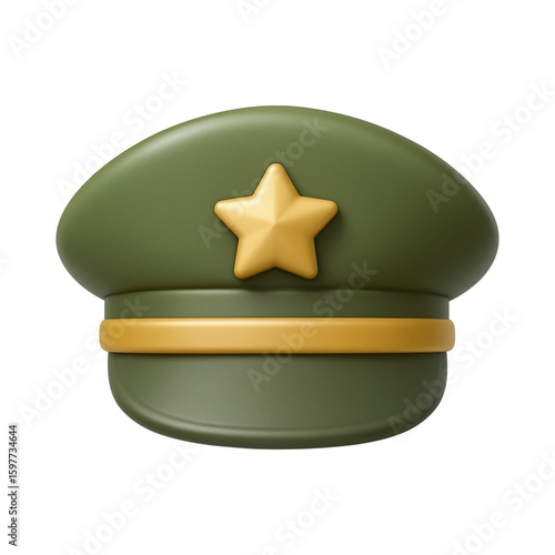 Military cap with star and gold band, symbolizing authority and style
