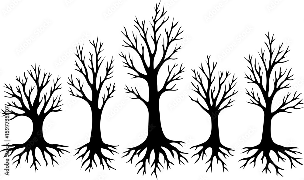 Obraz premium Bare Winter Tree Silhouette Bundle