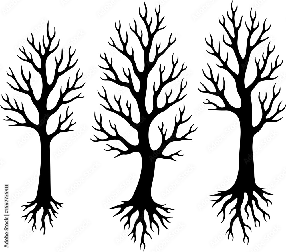 Fototapeta premium Bare Winter Tree Silhouette Bundle