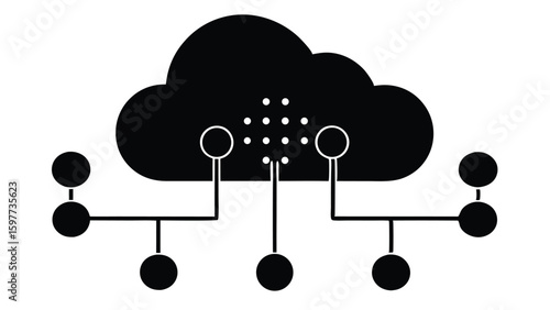 Hybrid cloud solution vector design featuring public and private cloud integration