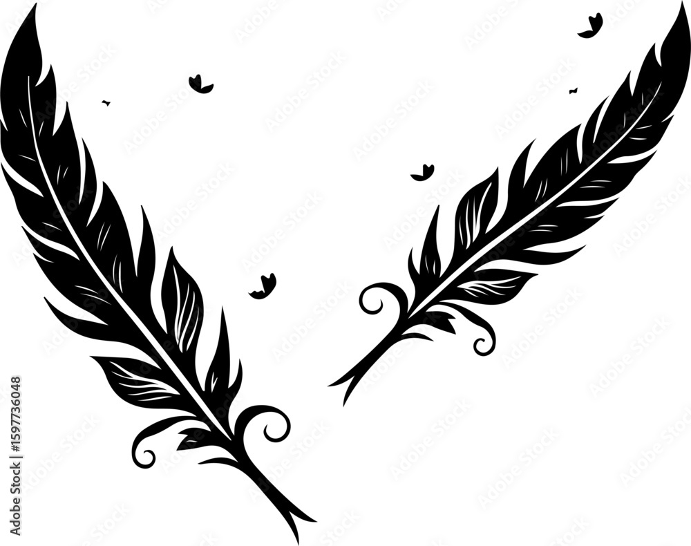 Obraz premium Ornate Feather Silhouette Design