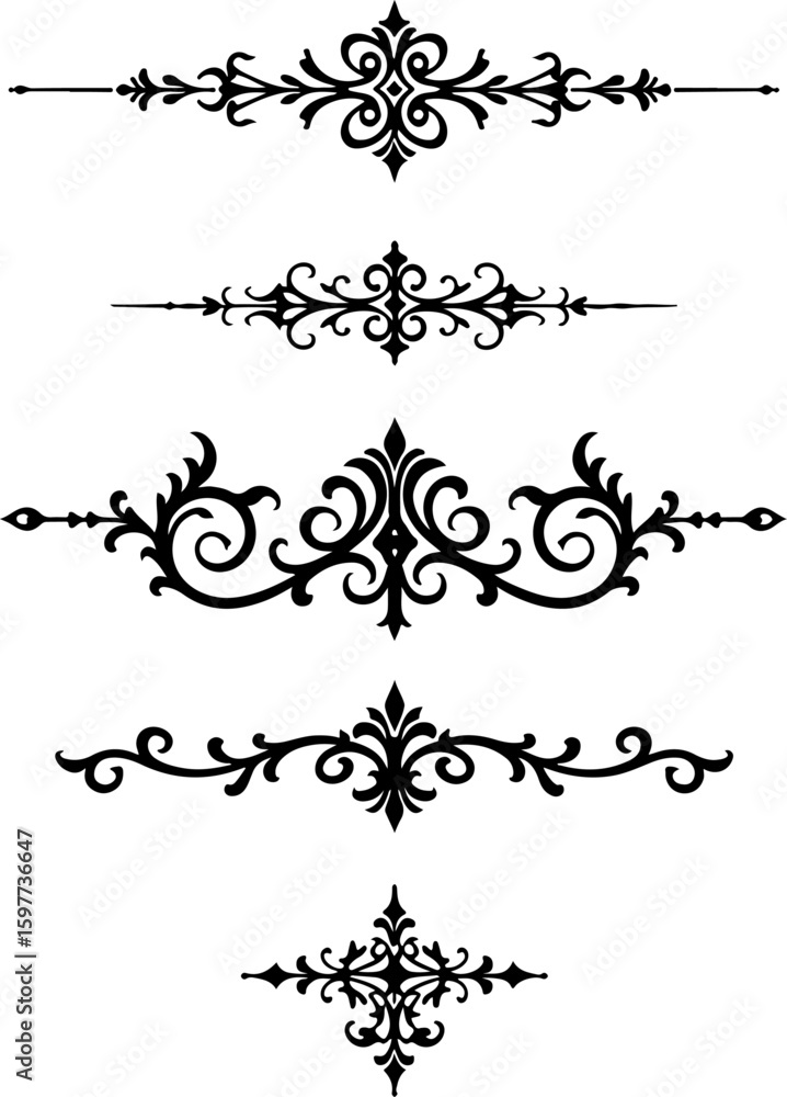 Fototapeta premium Vintage Ornamental Flourish Vector Set