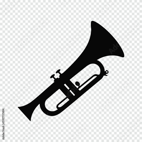Black Trumpet Silhouette Musical Instrument Icon brass
