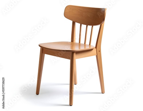 Wallpaper Mural Scandinavian-style wooden chair with natural finish, smooth curved backrest and round legs, isolated on white background with soft realistic shadows Torontodigital.ca