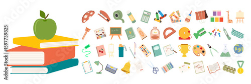 Back to School Essentials Collection. Flat Illustration