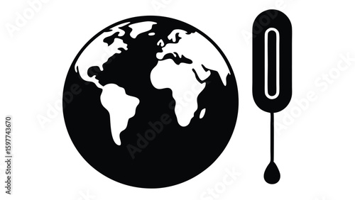 Creative Illustration of Earth with a Thermometer Showing Global Warming