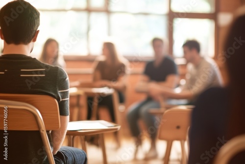 Group of Students in a Classroom, Blurred Background
