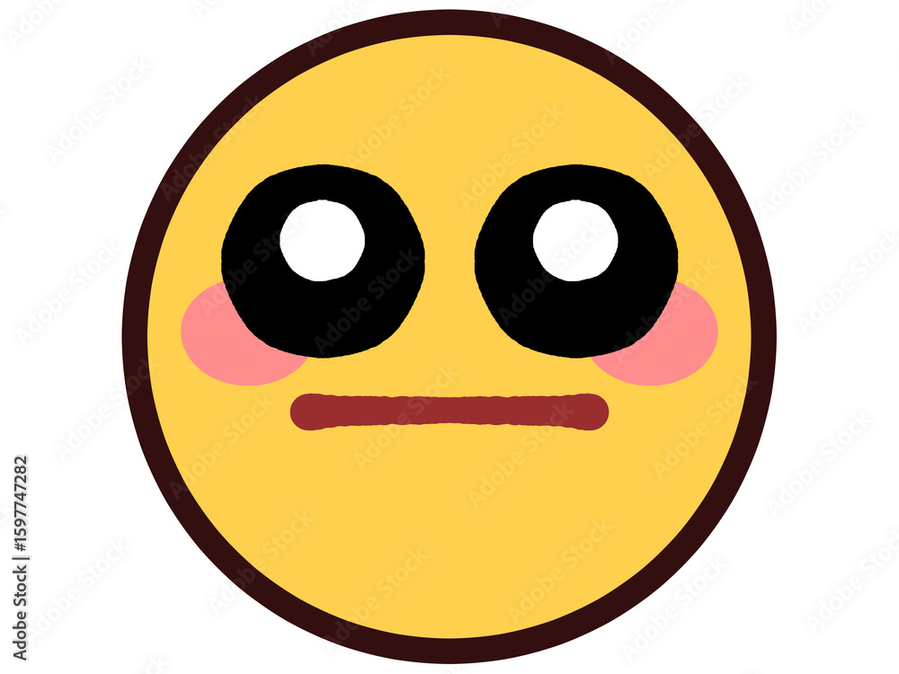 Fototapeta premium 黄色い丸顔アイコンイラスト素材