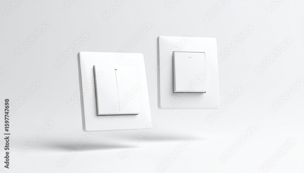 Floating White Light Switch Mockups With Shadow Detail Against a Clear Background Floating White Light Switch Mockups With Shadow Detail Against a Clear Background