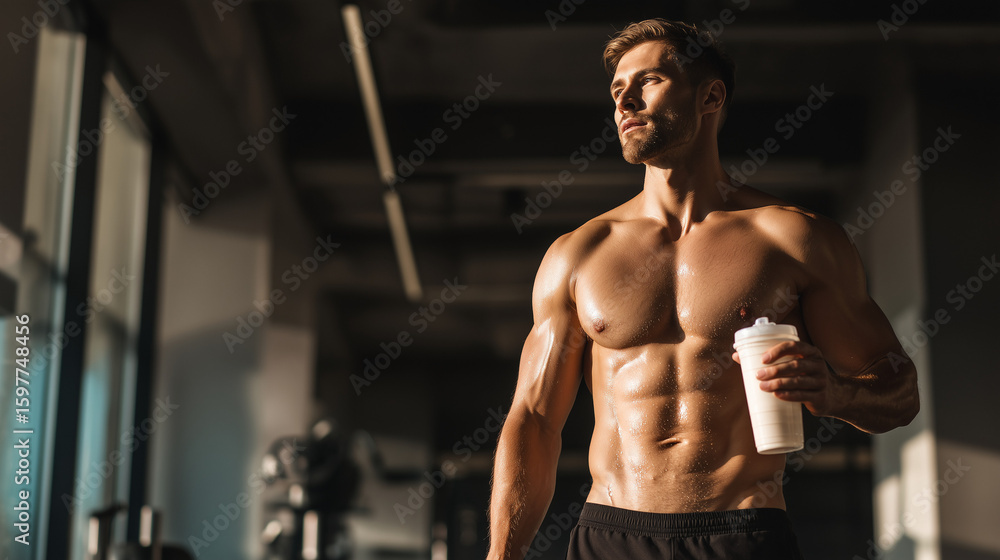 Fototapeta premium プロテインを飲む男性
