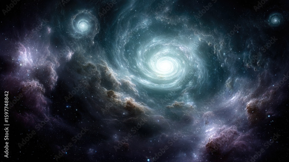 Fototapeta premium Vast Spiral Galaxy In Deep Space