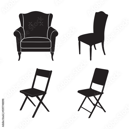 armchair with cushions silhouette