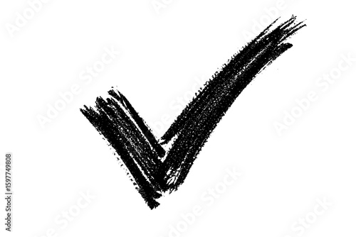 Black crayon checkmark symbol element design