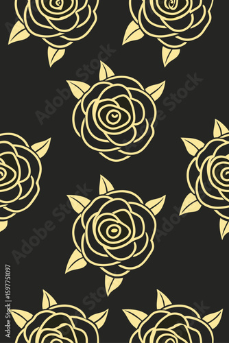 Vintage Golden Rose Pattern retro
