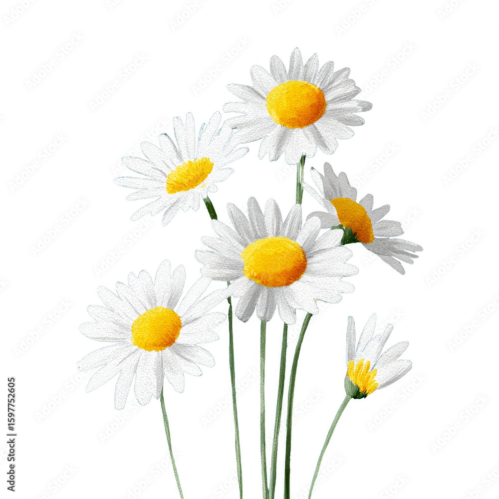 Fototapeta premium A bouquet of white daisies with yellow centers