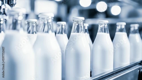 Bottling process of fresh milk in a modern dairy factory production line