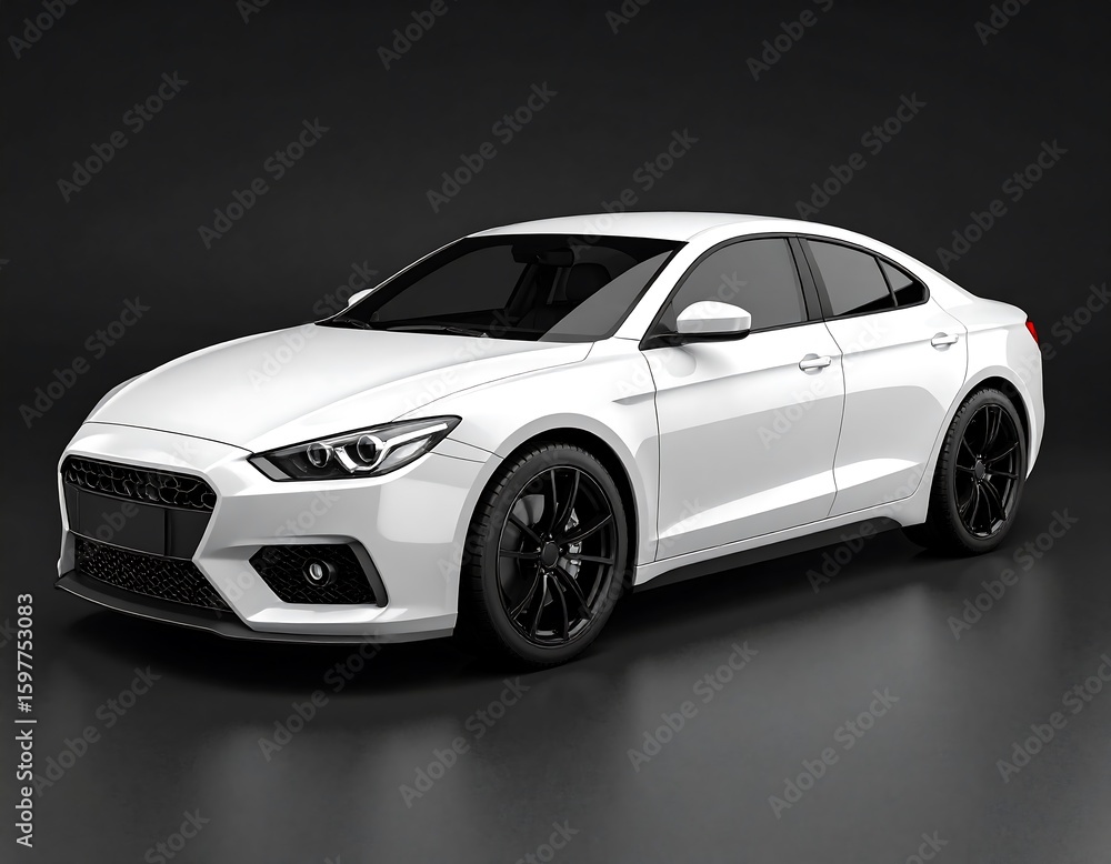 Obraz premium White car on dark background