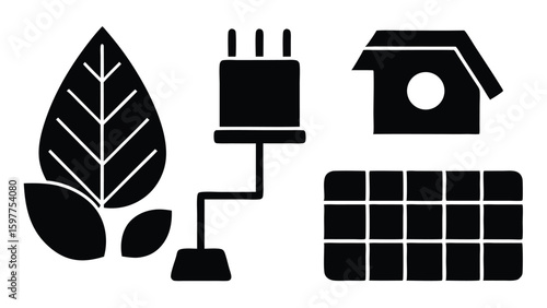Environment Friendly Energy Icons Set Renewable Sustainable and Eco Friendly Energy Sources