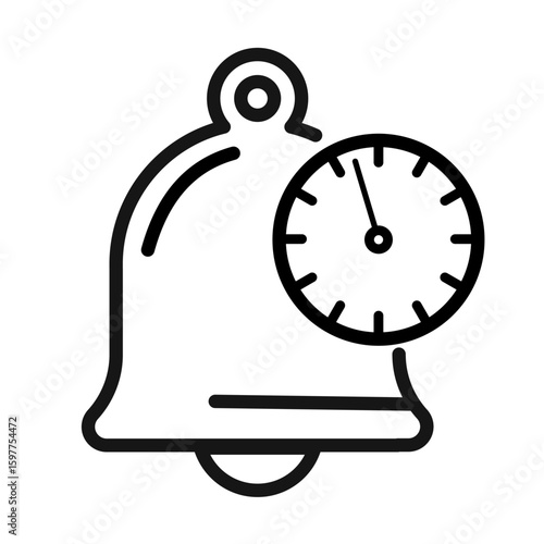 bell with clock - vector icon