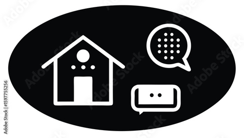 Smart Home Voice Assistant Concept Vector Illustration with Speaker and Interface