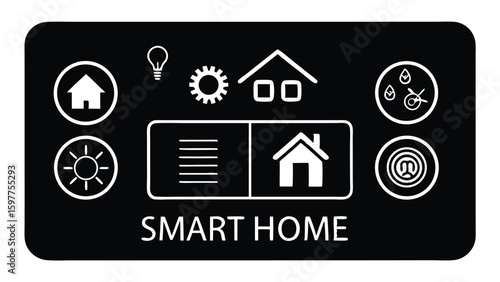 Smart Home Interface Dashboard Vector Design with Touchscreen Controls and Data Visualization