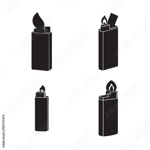cool lighter with engraved design silhouette set bundle