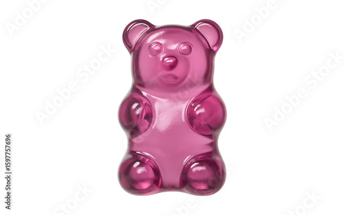 pink gummy bear candy sweet treat confectionery dessert on transparent background