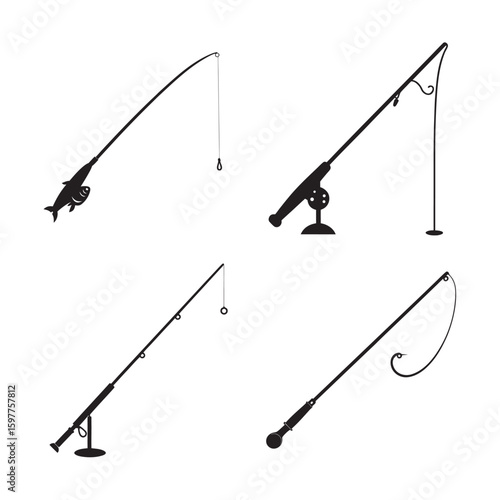  fishing rod with reel silhouette set bundle