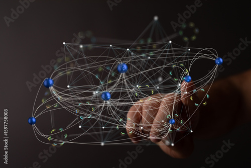 Schilderij op canvas Abstract image depicting a complex network, ideal for technology, data, and connection concepts