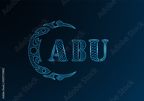 Low poly letter logo ABU design. ABU letter logo low poly vector design on blue color gradient background. ABU logo low poly design