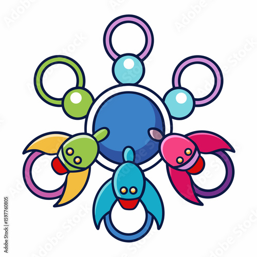 Colorful baby rattle toy with animal shapes infant child