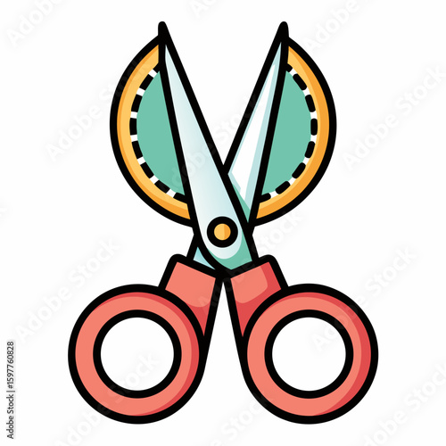 Coral pink embroidery scissors with teal and gold accents sewing tool craft supply