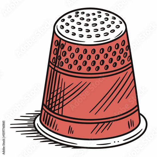 Coral thimble with dimples and shadow sewing needlework