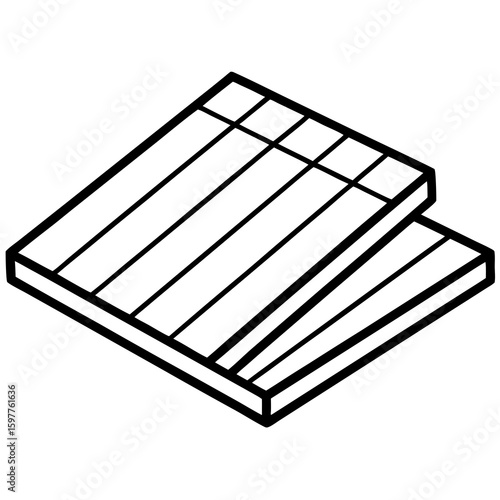 Stacked rectangular mats with dividing lines black and white