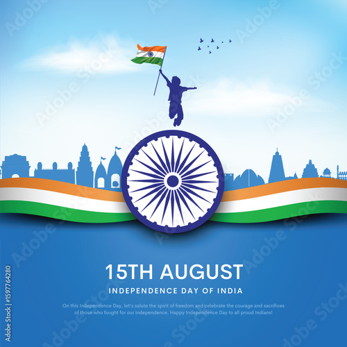 15 August Indian Happy Independence Day Celebration Poster Design. 79th Independence Day. Creative Vector Illustration.