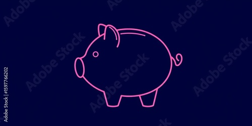 Simple line drawing piggy bank icon, symbolizing savings & financial planning,  saving,  money