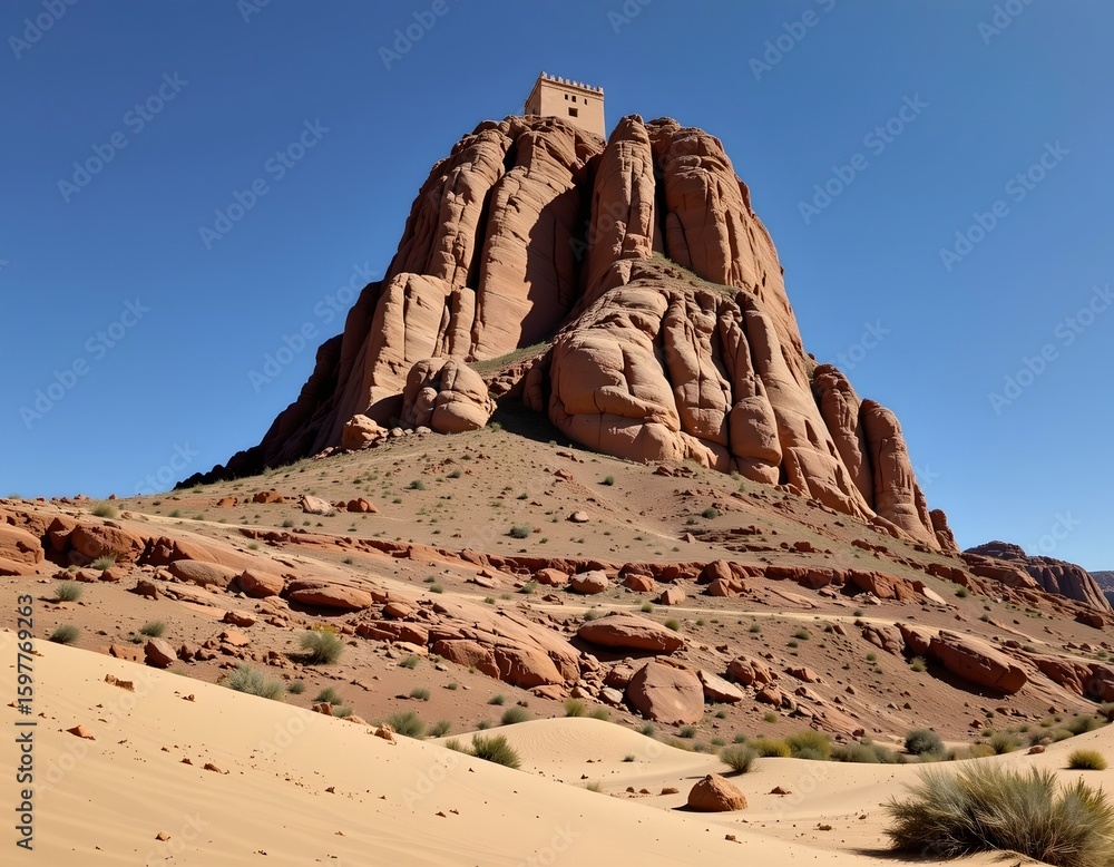 Fototapeta premium Majestic Desert Cliff with Lookout Building