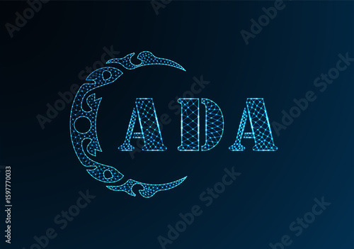 Low poly letter logo ADA design. ADA letter logo low poly vector design on blue color gradient background. ADA logo low poly design
