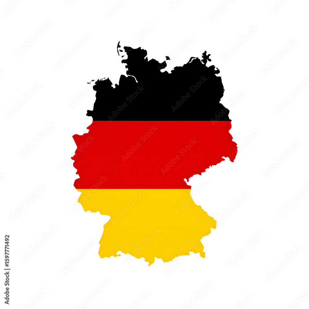 Fototapeta premium Germany detailed map with flag of country. German border boundary country shape nation national illustration on transparent background PNG.