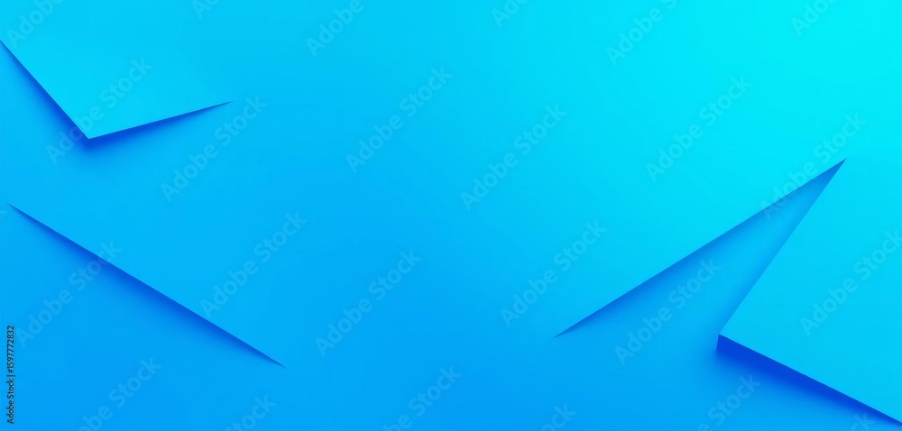 Fototapeta premium Dynamic blue gradient abstract background featuring sharp, angular paper cut shapes in a blunt vector style, cool, background