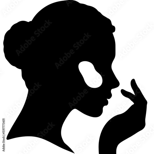 Silhouette of woman applying lotion under eye – Eye-safe skincare routine