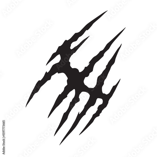 Black claw scratch marks isolated on a white background perfect for designs and illustrations
