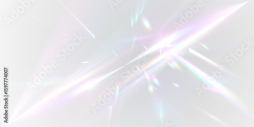 Rainbow light PNG with prism reflection lens flare on transparent background. Ideal for beauty, jewelry, cosmetic and luxury product overlay. Abstract sparkle effect.